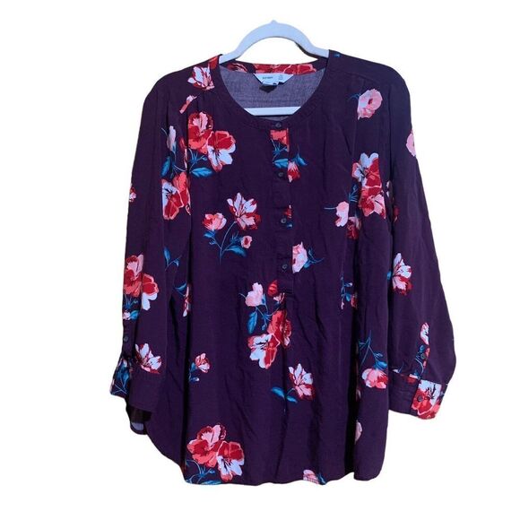 Old Navy Womens Plus Size 2X Multicolor Floral The Tunic Shirt Blouse - Picture 1 of 7